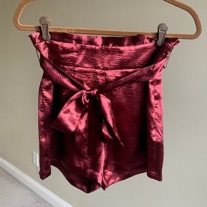 Express Midi High Rise Satin Dress Shorts